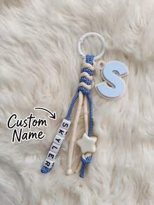 Personalized Initial Bag Charm With Paracord And Custom Name, Cute Backpack Keychain Pendant, School Bag Accessory, Wallet Charm Gift For Girls And Women - Multicolor - View 4
