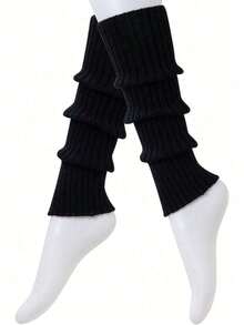 Women's Cute Knitted Leg Warmers, Suitable For Dance, Comfortable And Warm - Black - View 2
