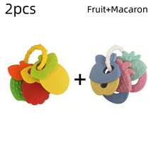 1pc Baby Teething Silicone Rattle Toy, Fruit Shaped, Suitable For Infants, Can Be Used For Teething And Fixing Teeth, With Rattle, Suitable As Easter Gift Or Baby Shower Gift. 3 Random Color Sets Per Item. - Multicolor - View 19