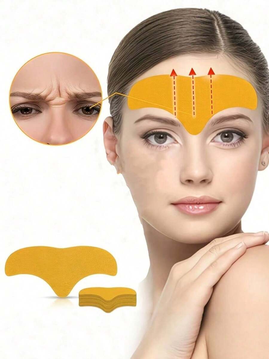 20/10/1pc Forehead Wrinkle Smoothing Patches, Pale Yellow Invisible Instant Lifting And Firming Facial Patches, Smooth Forehead Wrinkles, Alcohol-Free, Gentle And Skin-Friendly, Suitable For All Skin Types, Adult Care - Multicolor - View 1