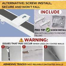 4-In-1 Adhesive + Drill-Free Curtain Track System - Ceiling/Wall Mount, Adjustable Length, Easy Installation For Bathrooms, Windows, Bathrooms, Room Dividers, Cabinets & More - Self-adhesive and Drillable Installation Upgrade Version - View 8