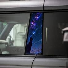 1組2片隕石貓汽車B柱貼紙，星空夜空剪影設計含星星與星系，防水抗UV乙烯基貼紙，防刮保護，適用小型車輛 - 裝飾貼紙 - 查看 6