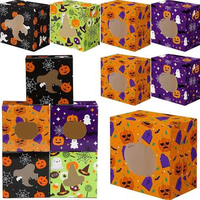 6pcs Halloween Gift Boxes – Creative Windowed Candy Boxes, Fun Cartoon Snack Boxes, Perfect For Party Favors