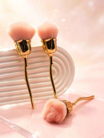 Pink Rose Soft Bristle Nail Brush, Suitable For Nail Powder Brushing, Nail Dusting, Gel Nail Polish Dusting And Cleaning, Nail Art Accessory Tool