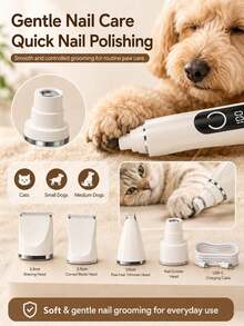 4-In-1 Pet Grooming Kit For Dogs And Cats, Low Noise Dog Clipper With Ceramic Blade, Nail Grinder, Claw Trimmer, LED Battery Display, USB-C Rechargeable Cat Clipper With Guide Comb, Suitable For Body, Face, Paws And Nails - View 9
