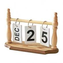 Vintage Wooden Perpetual Flip Calendar - Monthly And Date Indicator, Durable Wooden Desktop Organizer, Suitable For Home, Office, Dorm Decor - Decorative Photography Prop And Practical Timer - Multicolor - View 14