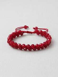 gxtbw 6mm Faceted Natural Red Agate Wine Red Gemstone Double Strand Braided Bohemian Style Bracelet, Meditation Healing Crystal Jewelry, Gift For Women And Men - Greenstone - View 5
