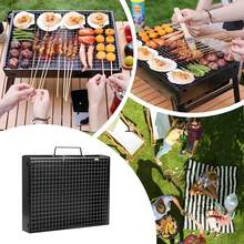 Foldable Portable Charcoal BBQ Grill, Stainless Steel Barbecue Grate with Large Cooking Area, Compact Folding Grill for Outdoor Camping Picnic Garden Backyard Party, Even Heat Distribution Easy to Clean - Schwarz - Übersicht 1