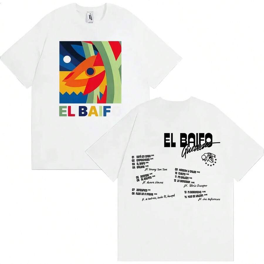 Rapper Quevedo EL BAIFO Album 2026 Tour T Shirt Men Women Fashion Aesthetic Short Sleeve Tee Summer Tops Streetwear T-Shirt - White - View 1