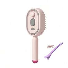 2 Pack Steam Massage Hair Brush Kit With Fine Mist Cushion Comb And Free Duck Hair Clips Anti Static Home Spa Tool To Smooth Frizzy Hair Daily - Pink + Free Purple Clip - View 9