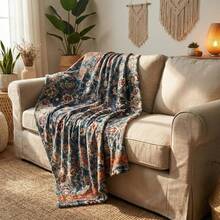 Bohemian Style Blanket, Vintage Soft Flannel Fleece, Suitable For Sofa, Bed, Leisure And Relaxation, Ideal Gift For Family, Adults, Wife - Multicolor - View 2