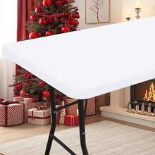 1pc Elastic Tablecloth, Waterproof Oil-Resistant Stretchable Table Cover, High Elasticity Fabric Fits Tabletop Non-Slip And Anti-Shift, Thick Coating Effectively Blocks Oil And Water Stains Penetration, Washable And Reusable, Multiple Colors And Sizes Available For Rectangular Dining Tables, Suitable For Weddings, Celebrations, Birthday Parties, Camping, Picnics And Daily Home Use, Multi-Purpose Set Meets Indoor And Outdoor Different Scene Needs, Let Every Gathering Start From The Dining Table With A Sense Of Ceremony. - Multiple Styles - View 13