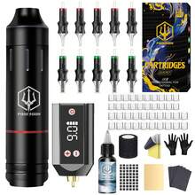 Poseidon 無線紋身槍套組 1200mAh 可充電電池紋身機套組 高速靜音馬達紋身筆套組 包含 10 支針筒針頭及其他紋身用品 適合初學者與藝術家 - 黑色 - 查看 8