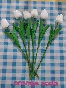 3pcs/6pcs Mini White Tulip Artificial Flowers, Wedding Home Decor, Realistic Fake Tulips Gifts Birthday Graduation - White - View 13