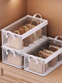 1pc Transparent Handbag Storage Box, Space-Saving Closet Organizer, Portable Dust-Proof Bag Storage Box, Can Store Handbags, Backpacks, Wallets, Dresses, Women's Clothing And Accessories, Multi-Purpose Suitable For Snacks, Kitchen, Bathroom, Dormitory, Etc. - View 3