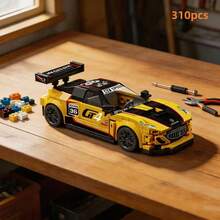 310pcs Yellow GT4 Racing Car Building Block Model With Rear Wing, Realistic Tires, Detailed Sports Car Assembly Toy For Boys, Car Enthusiasts, DIY Collectible, Halloween And Christmas Gift - Multicolor - View 7