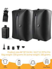 1/2pcs Black & Blue Vacuum Storage Bags, Airtight Zipper Reusable With Pump Storage Box, Large Size For Travel, Clothing, Bedding, Coats, Electric Pump, Airtight Zipper, Space-Saving Compression Travel Luggage Storage Bag - View 14
