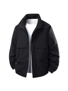 Men's Autumn/Winter Outdoor Jacket, Casual Fashion Minimalist Coat - Black - View 2
