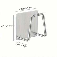 1/4pcs Fashionable Stainless Steel Sponge Holder, No Drilling Easy Adhesive, Kitchen Bathroom Sponge Storage Rack, Durable And Rust-Proof - Silver - View 3