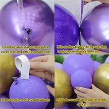 130pcs Purple Balloon Garland Kit, Purple & Gold Balloons Decor Suitable For Girls Birthday Party, Baby Shower, Wedding, Graduation Homecoming - Purple Set a - View 4