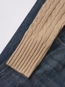 Women's Casual Cute Y2K Cable Knit Zip-Up Hooded Cardigan Sweater - Khaki - View 9