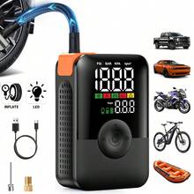 Carsun 便攜式 150 PSI 無繩迷你充氣幫浦，附數位壓力表、自動停止、快速充氣、LED 燈，適用於汽車輪胎、摩托車、自行車、球類 - 升級高功率氣泵 - 查看 13