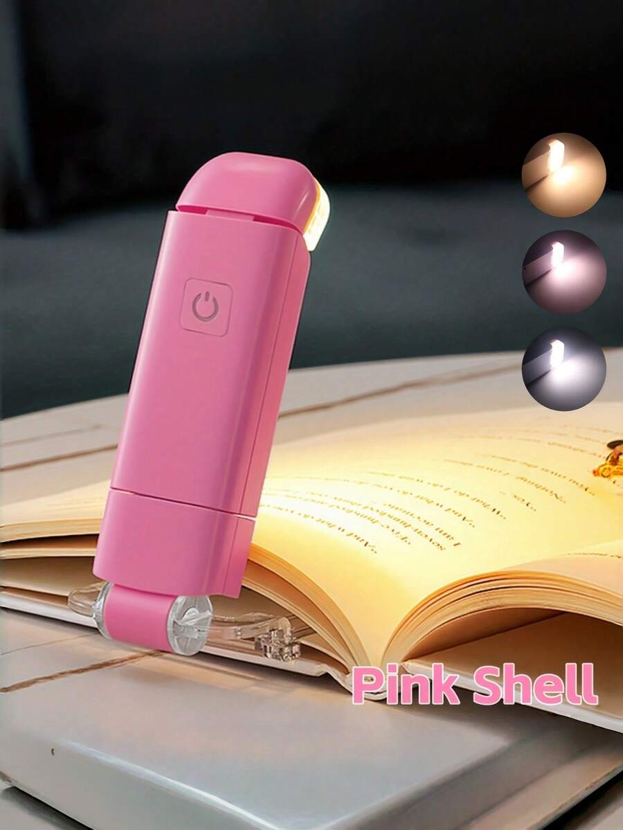 New Foldable USB Rechargeable Reading Light, Eye-Protection Reading/Night Light, Suitable For Night Use, 3 Light Colors, 3 Brightness Levels, White Shell, Includes Book Clip, Portable And Easy To Store