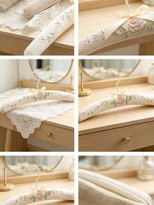 European Style Fabric Covered Clothes Hanger, Non-Slip Mark-Free Hanging Rack For Wedding Dress, Embroidered Sponge Garment Hanger For Clothing Store - Perfect For Wedding Dress And Suits - Wedding Accessories - Wedding Decoration Supplies, Suitable For Suits, Wedding Gifts, Bridal Shower - Multicolor - View 5