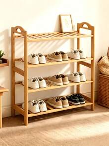 2/3/4/5-Layer Bamboo Shoe Rack, Wooden Storage Rack, Suitable For Entryways, Wardrobes And Dormitories, With A Sturdy Structure, Easy To Assemble, And A Space-Saving Design, Which Can Be Used To Store Shoes, Plants And Daily Necessities. - Multiple Specifications - View 2