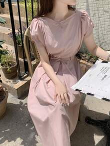 Women Midi Dresses - Pink - View 7