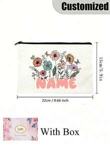 1pc Customized Personalized Tennis Racket Pattern Design Makeup Bag - Customized Name Cosmetic Bag, Neutral Zipper Toiletry Bag - Multicolor - View 10