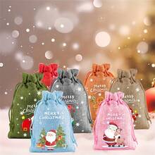 1/8/16pcs,Christmas Decorations, Christmas Tree Decorations, Gift Bags, Burlap Gift Bags, Wedding Burlap Bags, Yarn Drawstring Linen Jewelry Bags, Suitable For Birthdays, Parties - Multicolor - View 5