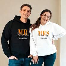 Custom Hoodies For Men Women,Personalized Valentine's Day Gifts For Him Her, Mr & Mrs Couples Hoodie With Text,Fall Outfits Women,Hoodie For Women,Y2k - White - View 5