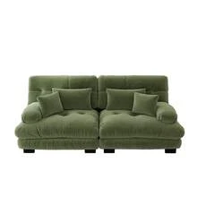 Cloud Sofa Green 2 Seat With Velvet And Cushions - Green 2 Seat - View 4