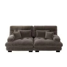 Cloud Sofa Double Chenille 2 Seats With Cushions Pillows - Brown 2 Seat - View 5
