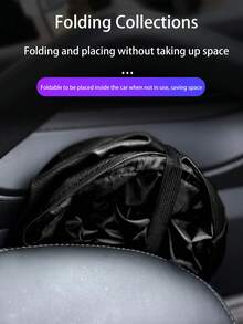 1PC Car Mount Waterproof Trash Bin Compressible Foldable Bucket Mini Hanging Car Mount Garbage Bag PU Leather Adjustable Bucket - Retractable PU Leather Bucket. - View 4
