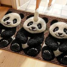 1件裝可愛卡通熊貓超細纖維浴室地墊，防滑柔軟浴室地板墊，門墊，吸水墊，可機洗，低毛絨，TPR背底，針織布料，適用於臥室、廚房、玄關、室內使用，浴室配件與裝飾，完美新家禮物 - 彩色 - 查看 7