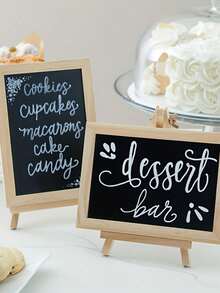 2pcs Mini Chalkboard Signs With Easel - Vintage Wood Desktop Display, Black Magnetic Surface With Light Wood Frame, Suitable For Restaurant, Wedding, Creative Wooden Small Chalkboard Teaching Chalkboard - Multi-color - View 2