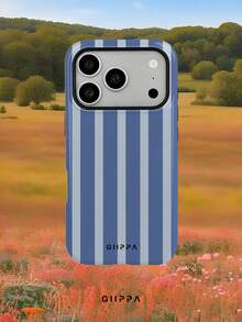 GIIPPA 1件霧藍條紋圖案設計手機殼，適用於Phone 17 Pro Max，兼容Phone 16 Pro Max、15 Pro Max、14 Pro Max，韓系高端時尚趣味手機殼，兼容11/12/13/14/15/16 Pro Max Plus，優雅設計男女皆宜，聖誕節、情人節、復活節、婚禮季及生日送女友的完美禮物！ - 彩色 - 查看 9