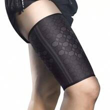 Pure Black Honeycomb Knit High Elasticity Thigh Compression Guard, Sports Fitness Running Thigh Protection Sleeve - Multicolor - View 6