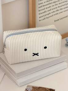 MIFFY 1pc Mi Tu Tu Corduroy Pencil Bag With High Beauty, Simple Ins Style, Cute Student, Universal Portable Stationery Storage Pen Bag - Multicolor - View 1