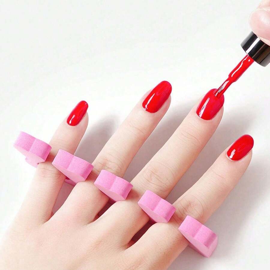 100pcs Pink Foam Toe Separators, Suitable For Manicure, Pedicure And Nail Art, Odorless Nail Polish Accessories, Comfortable Foam Finger Separators, Toe Separators, Back To School Gift - Multicolor - View 1