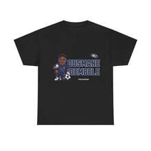 Ousmane Dembele Cartoon T-Shirt, France Soccer Player Graphic Tee, Oversized Streetwear - 黑色 - 查看 1