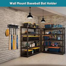 Wall Mount Baseball Bat Holder Heavy Duty Metal Bat Rack 5 Bats Baseballs, Dugout Fence Organizer, Sports Equipment Storage Hanger Home Garage Basement - Black - Multicolor - View 7
