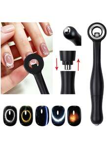 Imán para uñas con forma de agujeros 3D 3 en 1, anillo imán para arte de uñas efecto ojo de gato, herramienta magnética con mango, herramientas magnéticas desmontables, suministros para uñas - Multicolor - Ver 7