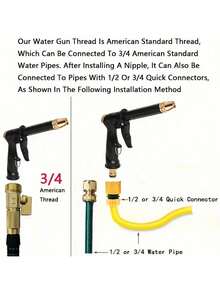 High Pressure Water Gun Multi-Mode Garden Hose Nozzle Spray Head Plastic Material Car Washing Floor Cleaning Pet Bathing Tool - Black - View 6