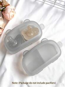 Caja de almacenamiento portátil para chupetes de bebé, puede contener 2 chupetes para reemplazo, caja de almacenamiento de chupetes de bebé, caja de chupetes de viaje - Gris - Ver 5