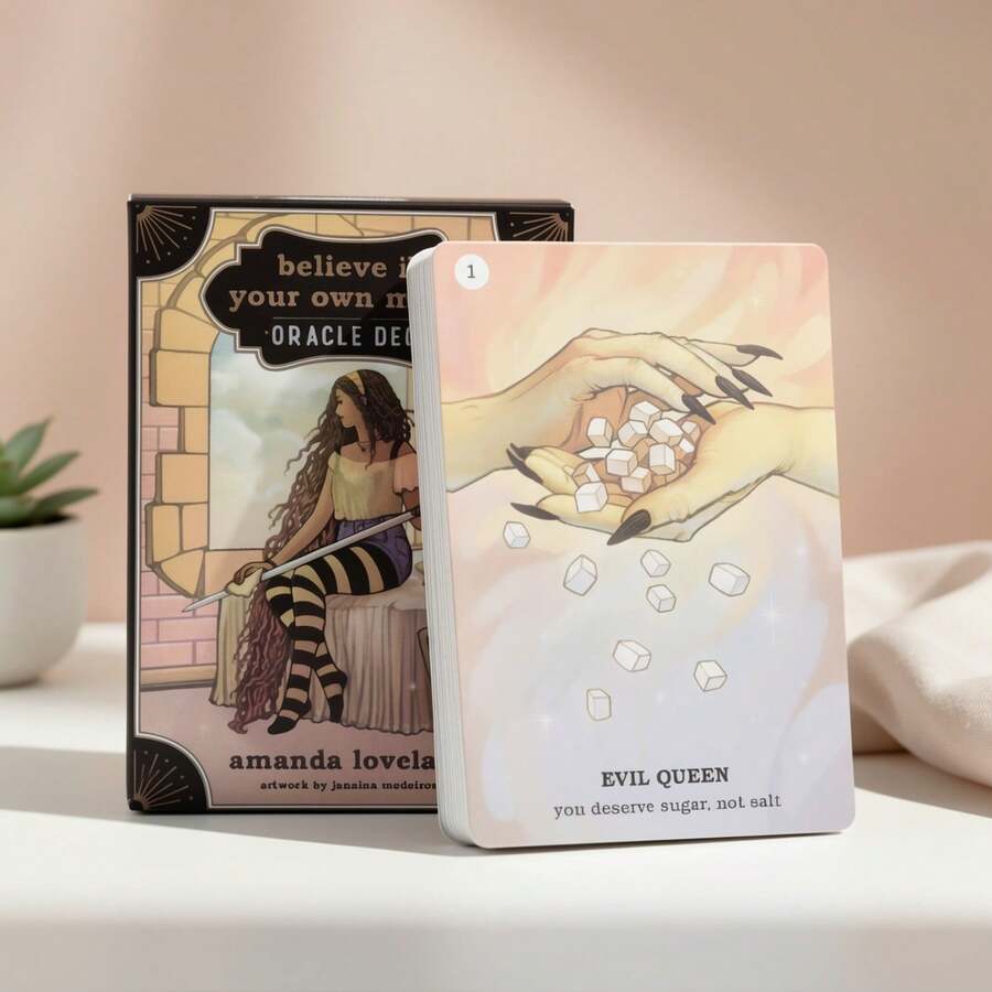 Believe In Your Own Magic Oracle Cards, Standard Edition, Mystical Guidance & Inspirational Quotes, Cardboard Material - Multicolor - View 1