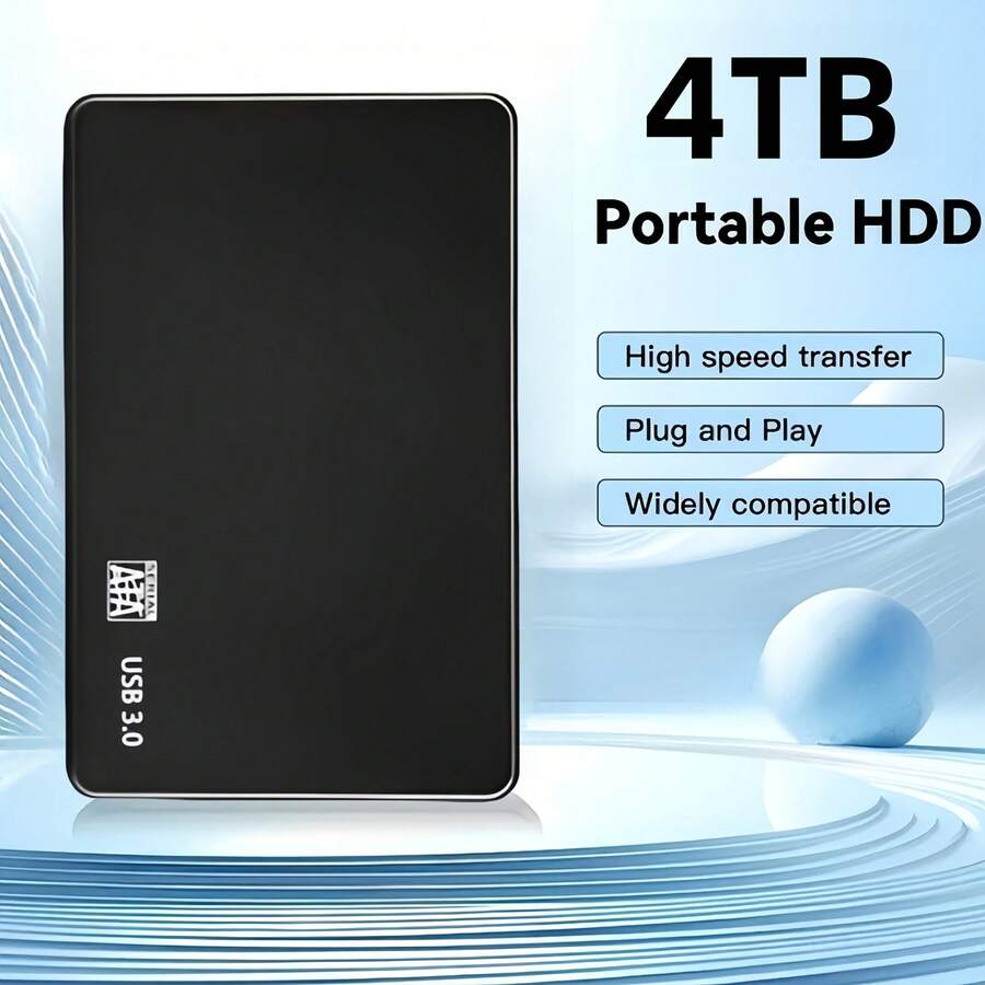 Portable External Hard Drive USB 3.0 Compact 4TB HDD Plug And Play Storage For Laptop PC TV Gaming Console - View 1