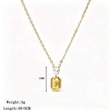 1pc Niche Premium Luxury Square Sugar Colorful Gem Water Drop Pendant Stainless Steel 18K Gold Plated Collarbone Necklace Non-Fading Women's Necklace Commute Versatile Layering Accessory - Gold Necklace - View 7